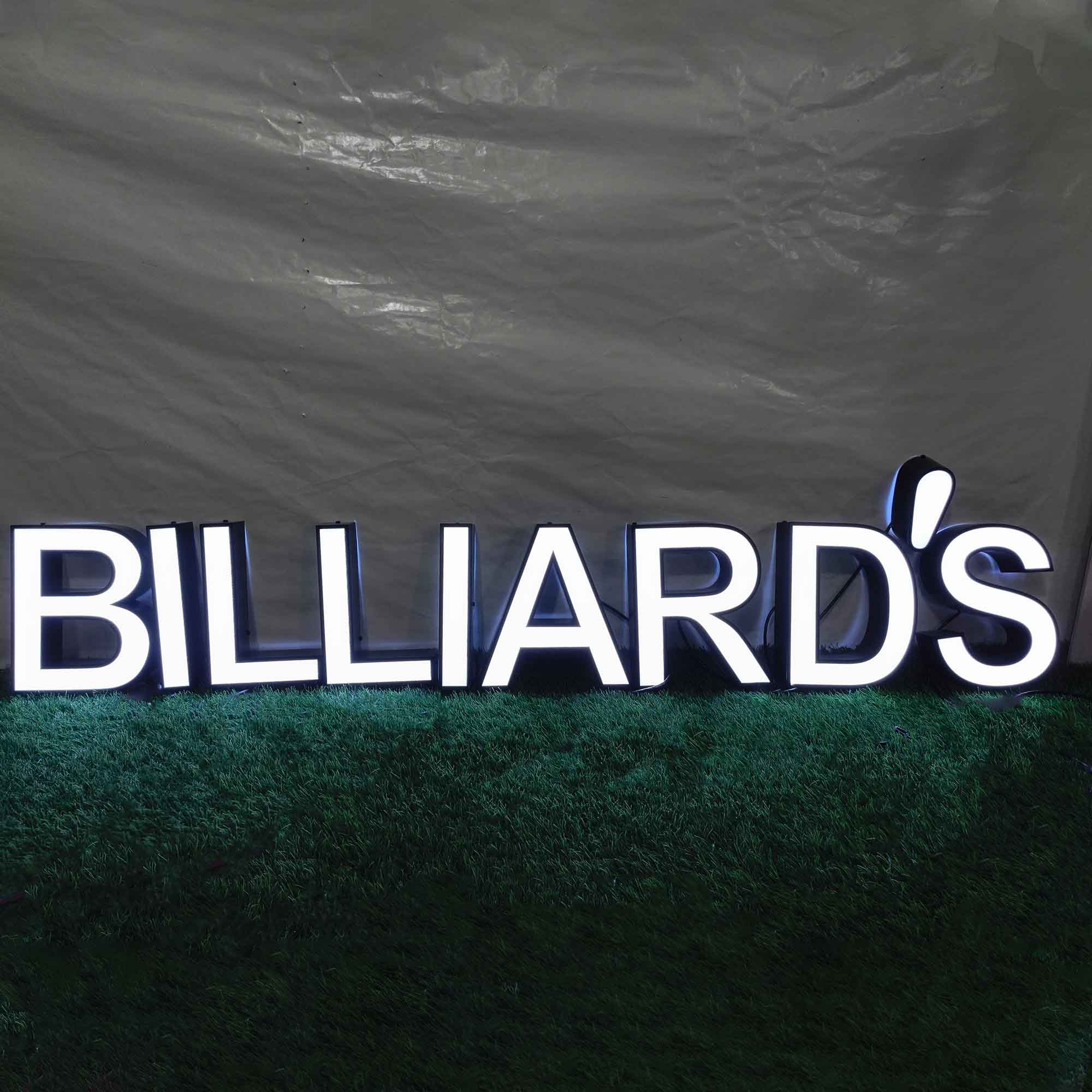 Custom Trim Cap Channel Letters|RGB LED Billiards Sign|Indoor&Outdoor Business Sign