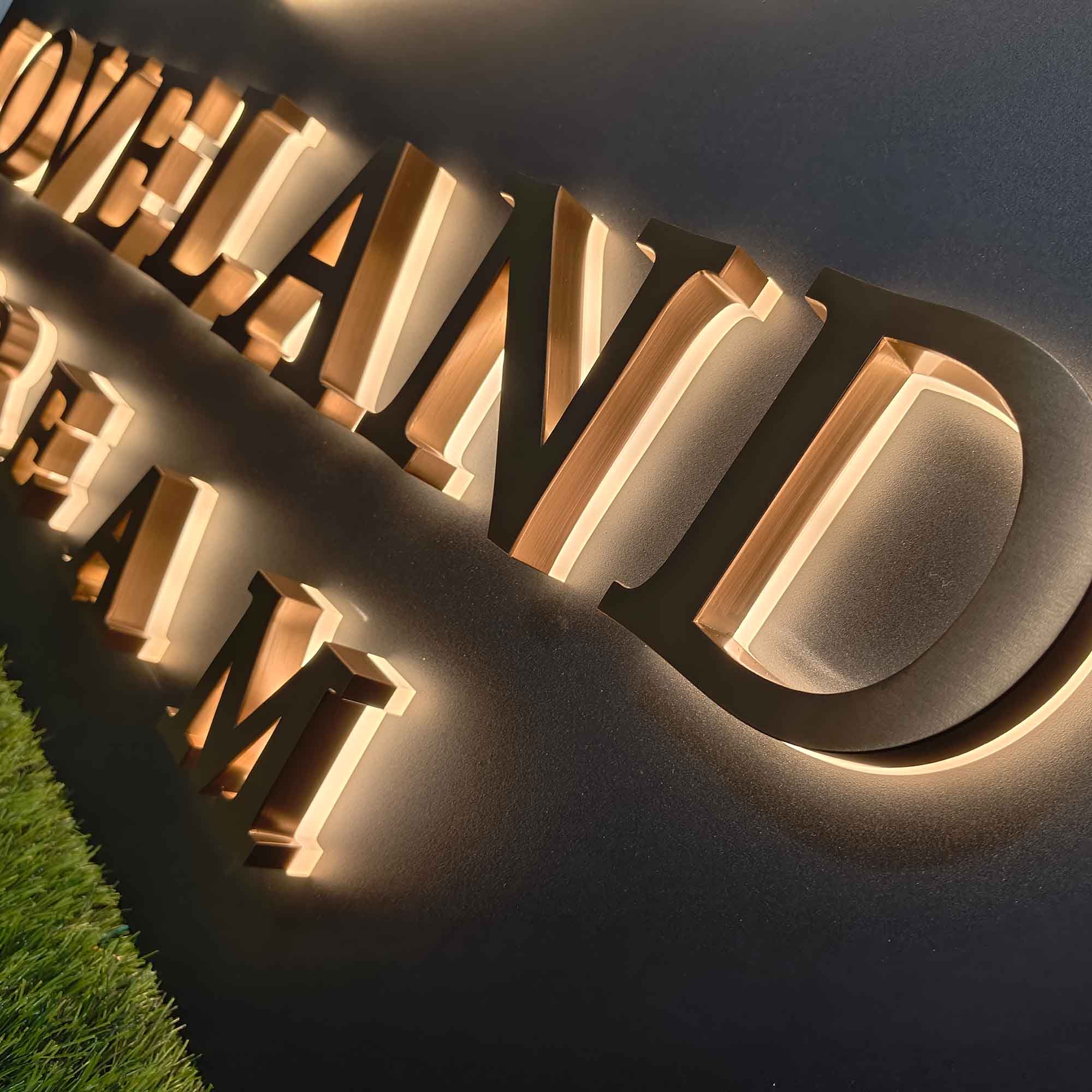 Custom Backlit Channel Letters Panel 3D Metal Halo Lit Logo Sign Indoor Outdoor Business Store Front Wall Signage