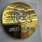 Custom Round Gold Mirror Plate Wall LED Light Box Acrylic Push Through 3D Letter Business Logo Sign