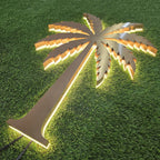 Custom Shape Backlit Channel Sign Gold Brushed Stainless Steel Palm Tree LED Halo Backlit Metal Wall Art Sign