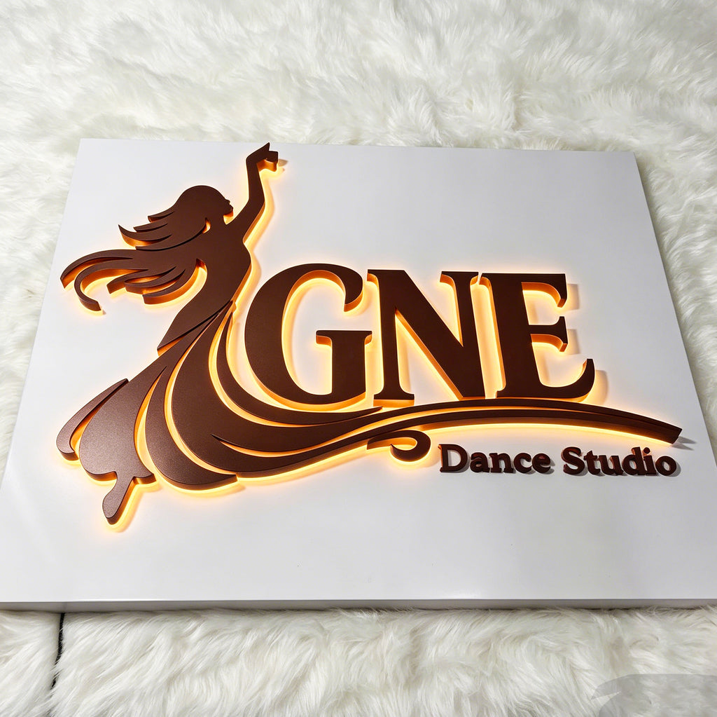 Custom 3D Metal Backlit Letters with Panel |Illuminated Channel letters|Dance-themed logo