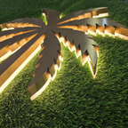 Custom Shape Backlit Channel Sign Gold Brushed Stainless Steel Palm Tree LED Halo Backlit Metal Wall Art Sign