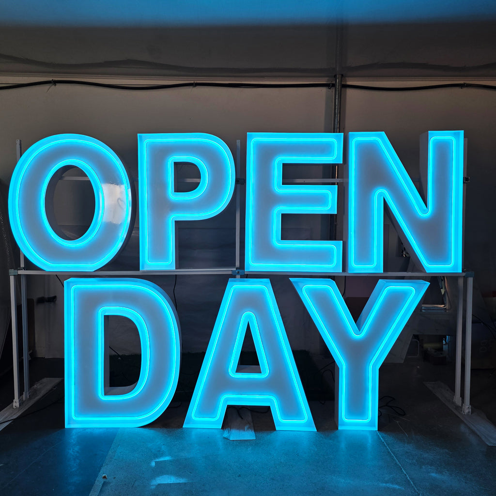 Custom OPEN DAY RGB Neon Marquee Letters for Events & Store Displays