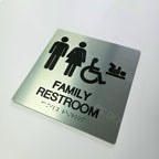 Custom Metal Braille Restroom Sign | ADA Accessible Family Bathroom Sign