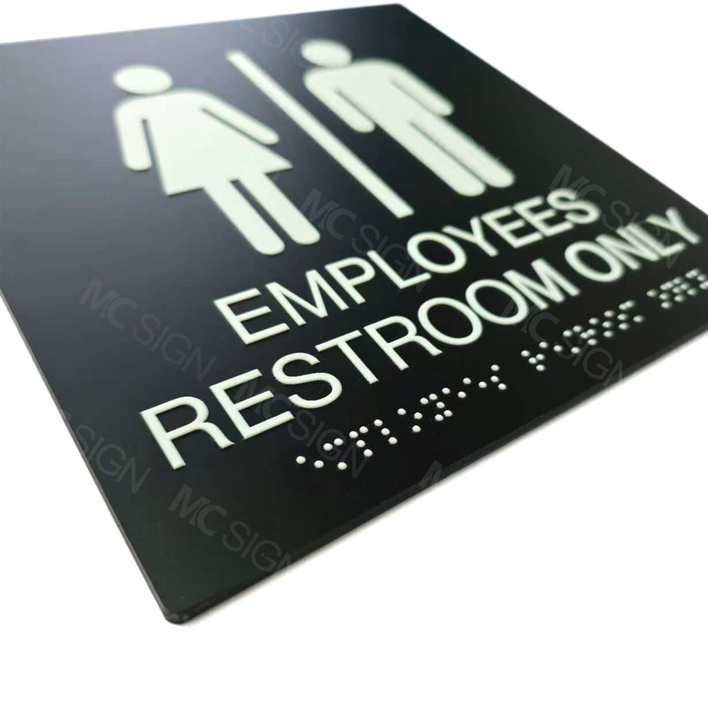 Custom Acrylic Braille Bathroom Sign | ADA Grade 2 Tactile Restroom Identification Sign