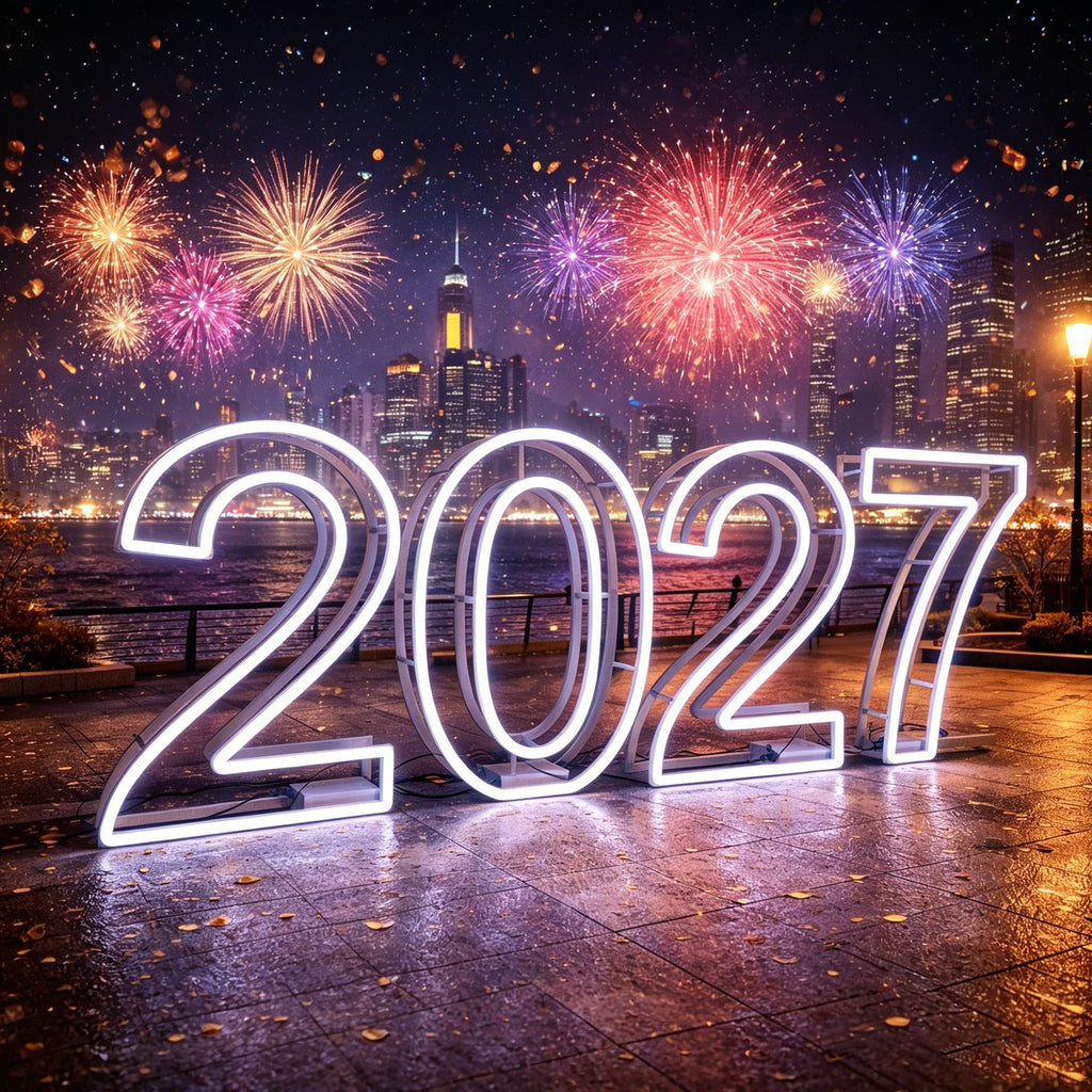Foldable Metal RGB Neon Marquee Numbers 2027 Portable Event Display Sign