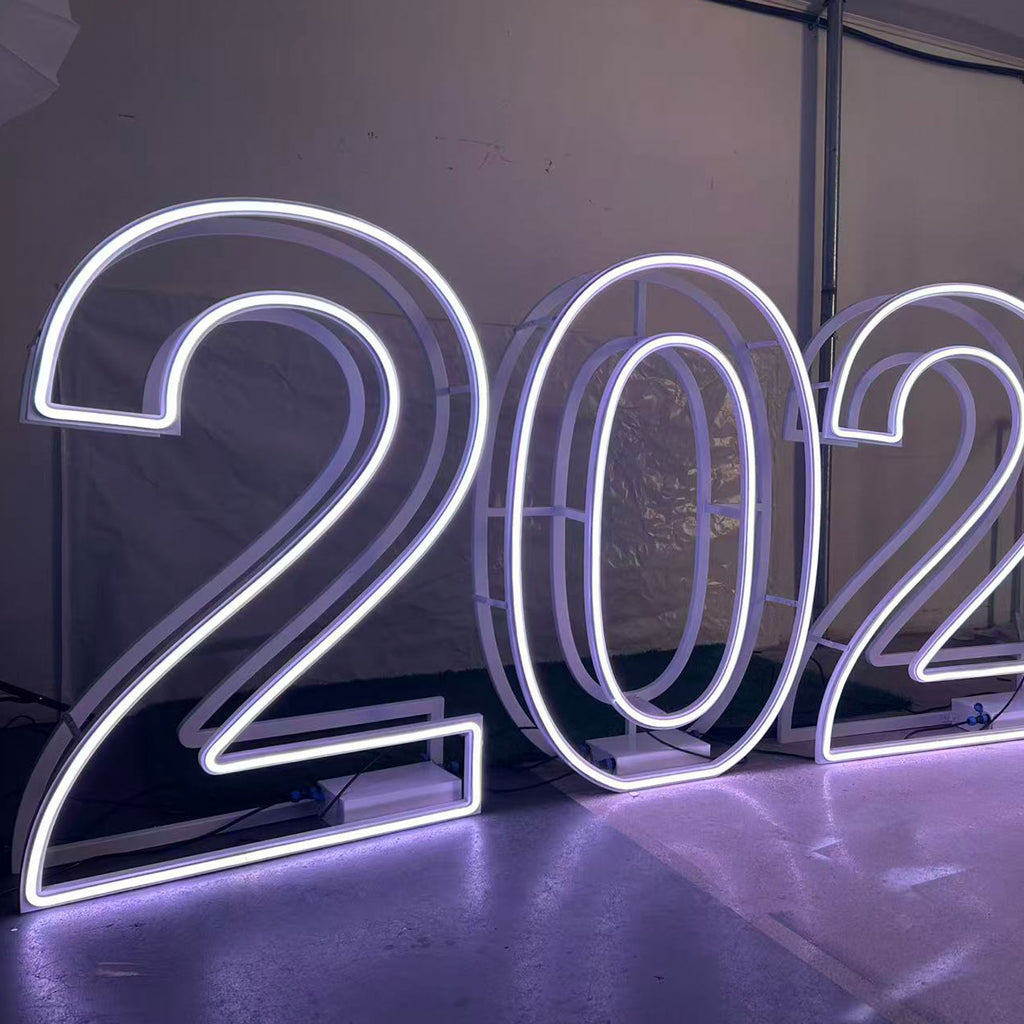 Foldable Metal RGB Neon Marquee Numbers 2027 Portable Event Display Sign