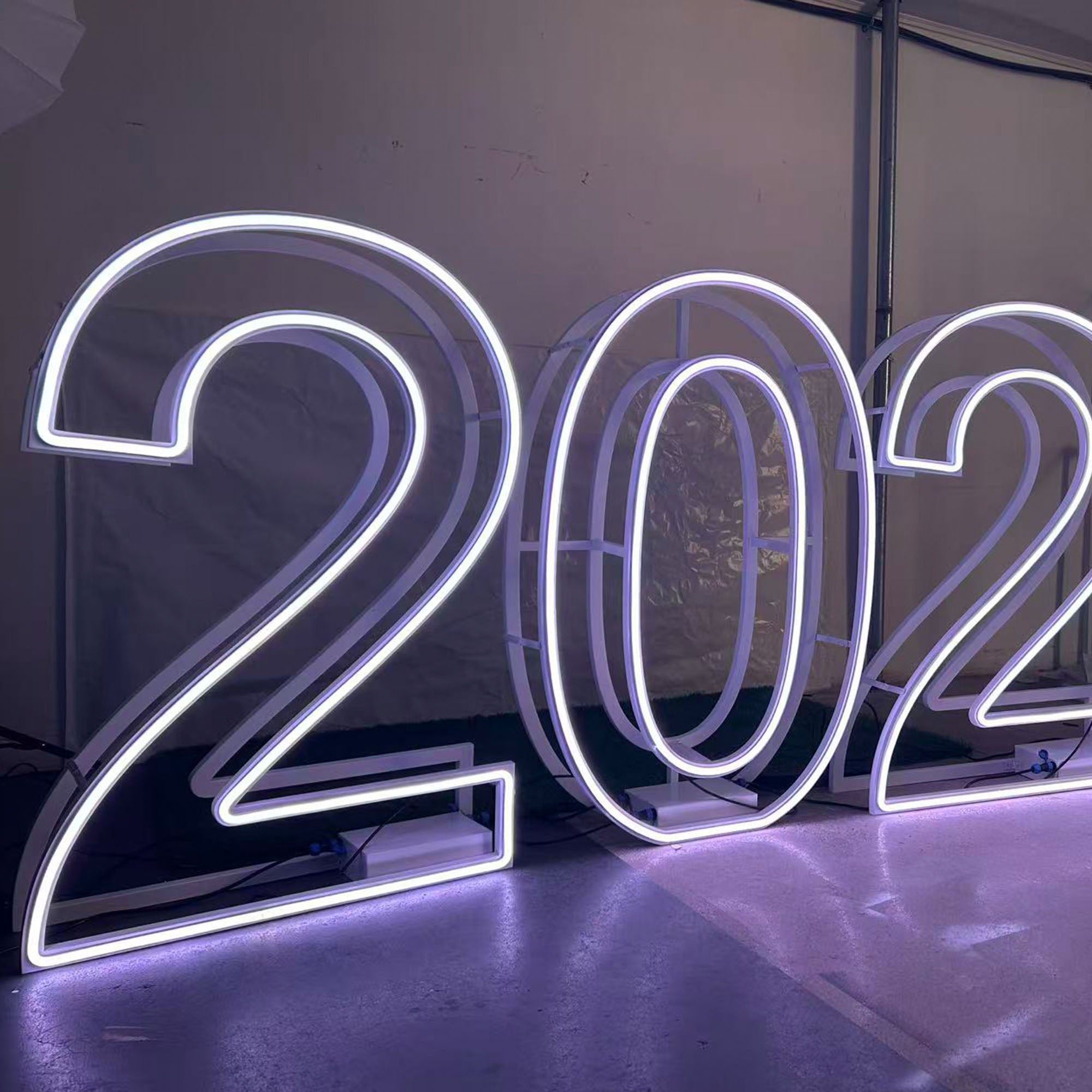 Foldable Metal RGB Neon Marquee Numbers 2027 Portable Event Display Sign
