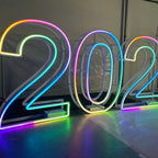 Foldable Metal RGB Neon Marquee Numbers 2027 Portable Event Display Sign