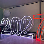Foldable Metal RGB Neon Marquee Numbers 2027 Portable Event Display Sign