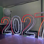 Foldable Metal RGB Neon Marquee Numbers 2027 Portable Event Display Sign