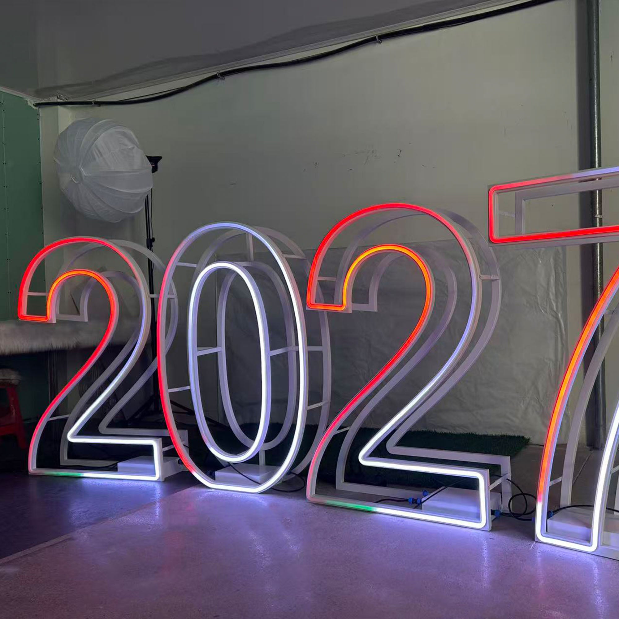 Foldable Metal RGB Neon Marquee Numbers 2027 Portable Event Display Sign