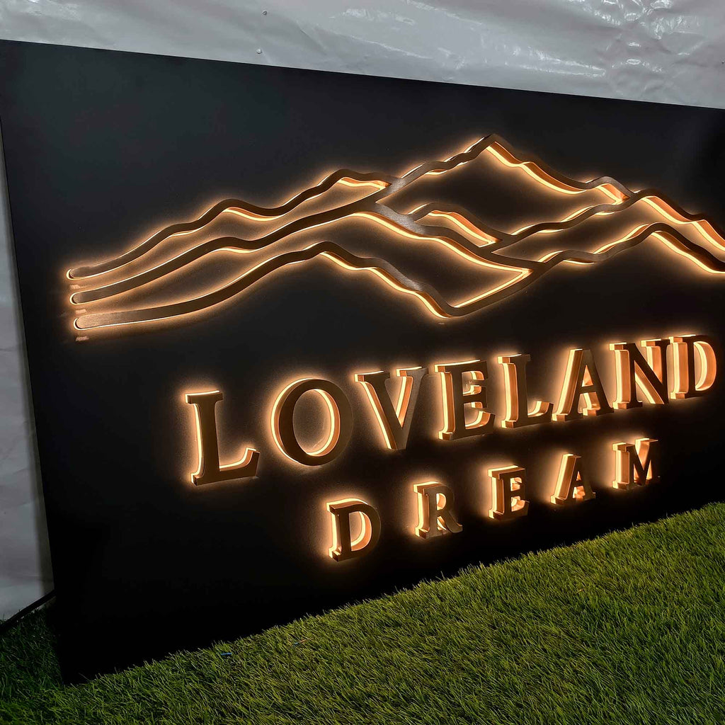 Custom Backlit Channel Letters Panel 3D Metal Halo Lit Logo Sign Indoor Outdoor Business Store Front Wall Signage
