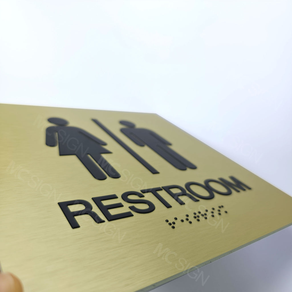 Custom Metal Braille Restroom Sign | ADA Accessible Family Bathroom Sign