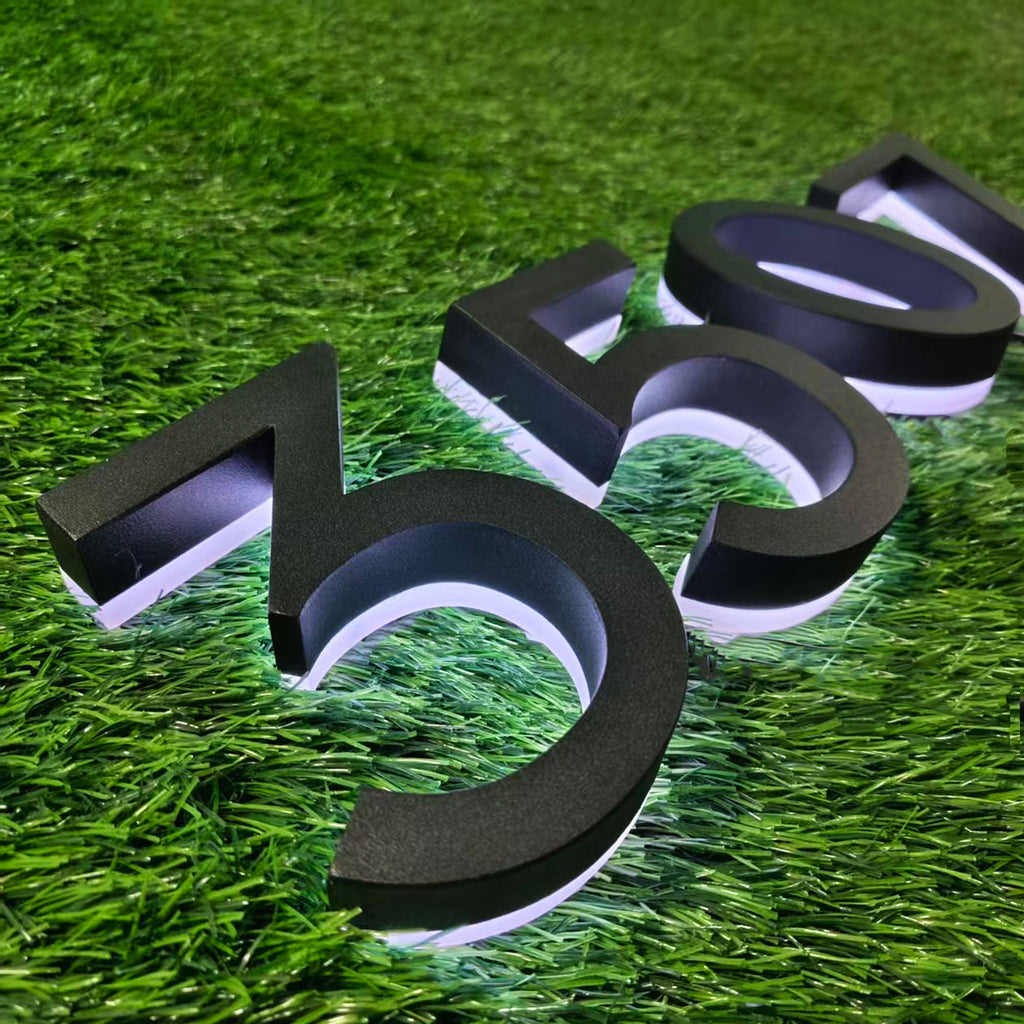 Custom RGB Backlit Number Channel Letters Stainless Steel LED Halo Lit House Address Number Sign