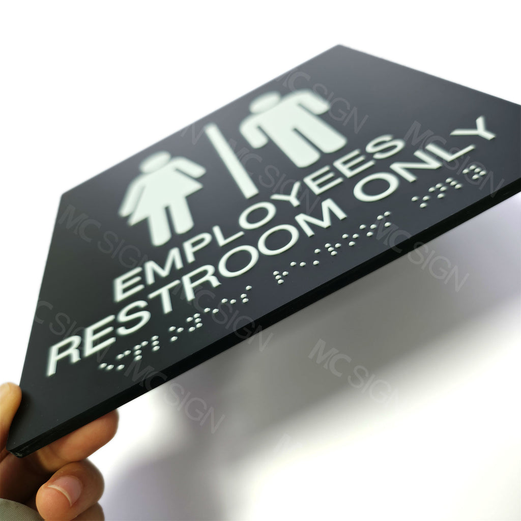 Custom Acrylic Braille Bathroom Sign | ADA Grade 2 Tactile Restroom Identification Sign