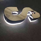 Custom Backlit Channel Letters Black Mirror Stainless Steel LED Backlit Sign for Business Storefront
