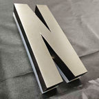 Custom Backlit Channel Letters Black Brushed  Stainless Steel  Illuminated Sign Business Storefront Signs & Office Branding