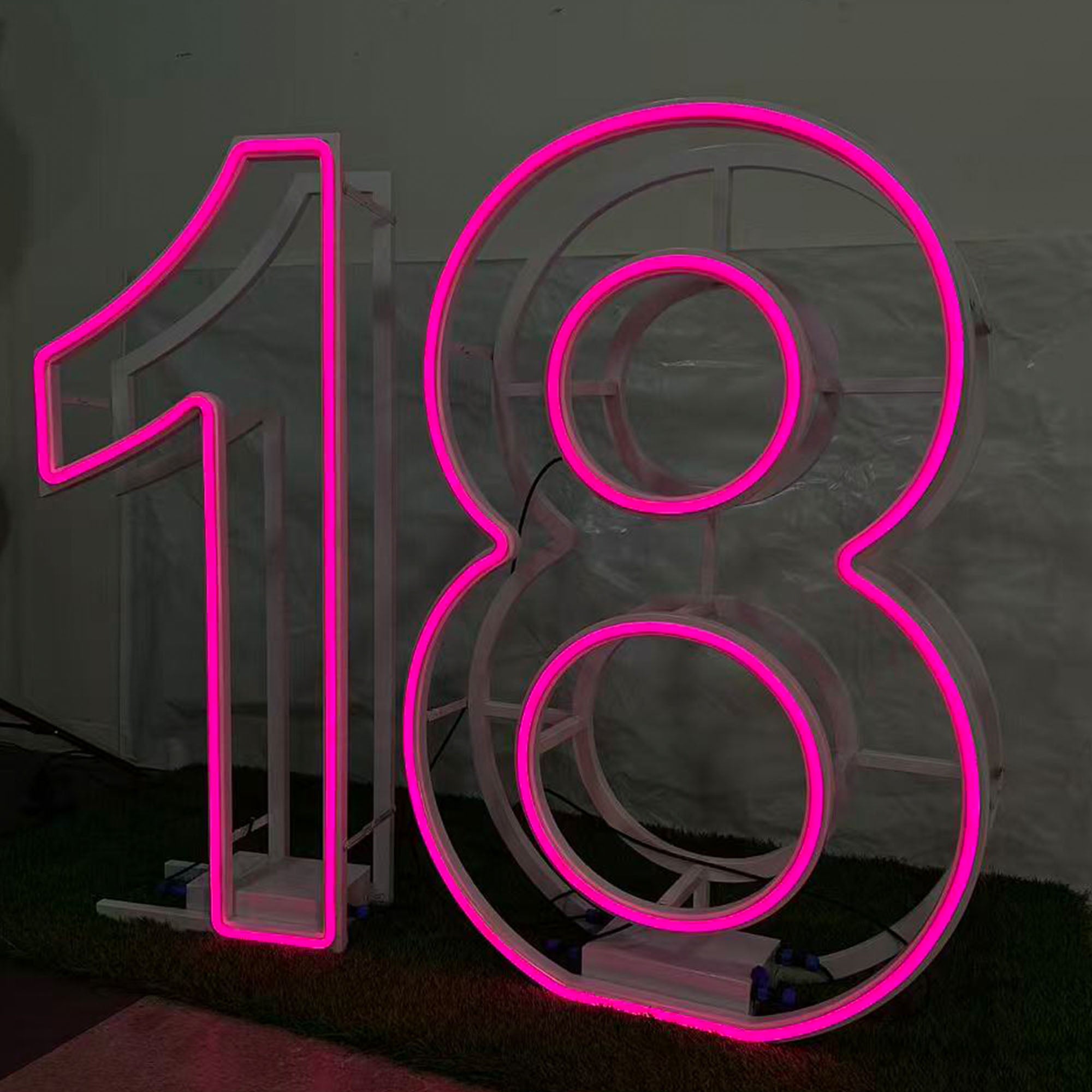 Foldable Metal Neon Marquee Number 18 Portable LED Event Display