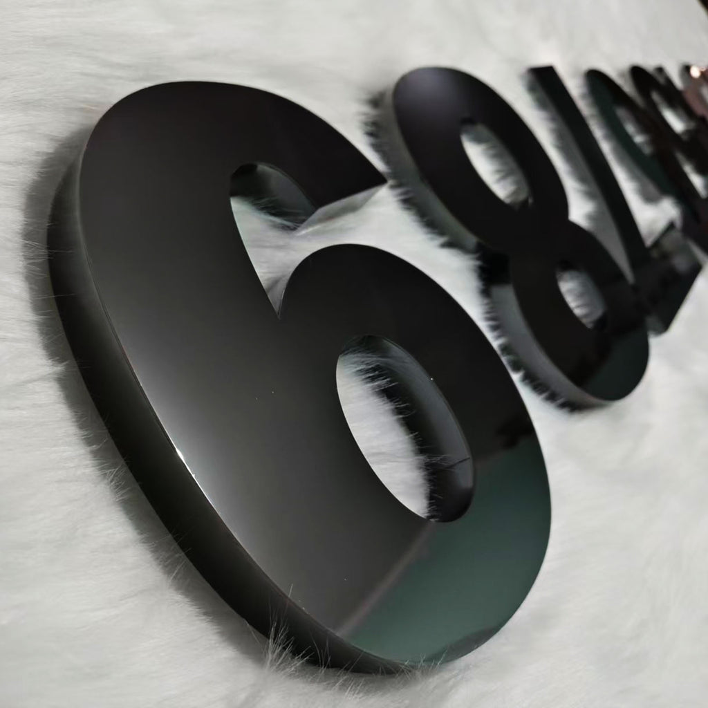 Custom 3D Metal Letters Signs | Black Mirror Stainless Steel |3D Business Logo Sign for Office & Lobby