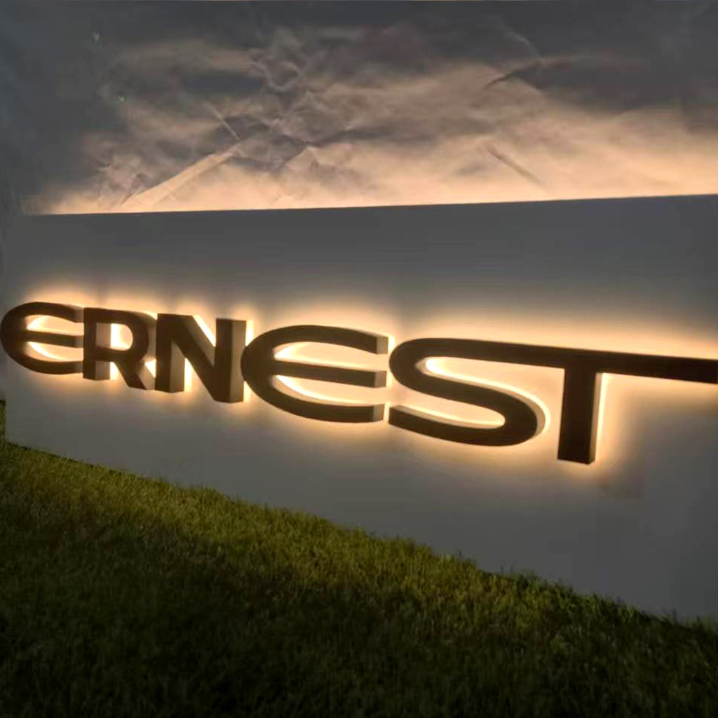 Custom 3D Metal Backlit Letters with Panel | LED Storefront Wall Logo Sign