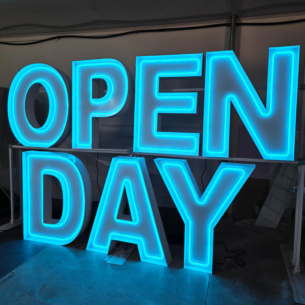 Custom OPEN DAY RGB Neon Marquee Letters for Events & Store Displays