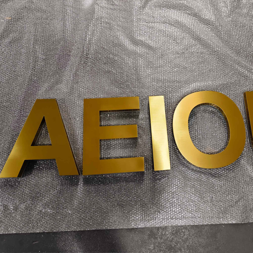 Custom Backlit Channel Letters|Gold Brushed Finish A-Z|Storefront  Business Sign