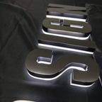 Custom Backlit Channel Letters Black Brushed  Stainless Steel  Illuminated Sign Business Storefront Signs & Office Branding