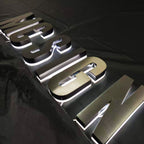 Custom Backlit Channel Letters Black Brushed  Stainless Steel  Illuminated Sign Business Storefront Signs & Office Branding