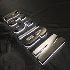 Custom Backlit Channel Letters Black Brushed  Stainless Steel  Illuminated Sign Business Storefront Signs & Office Branding