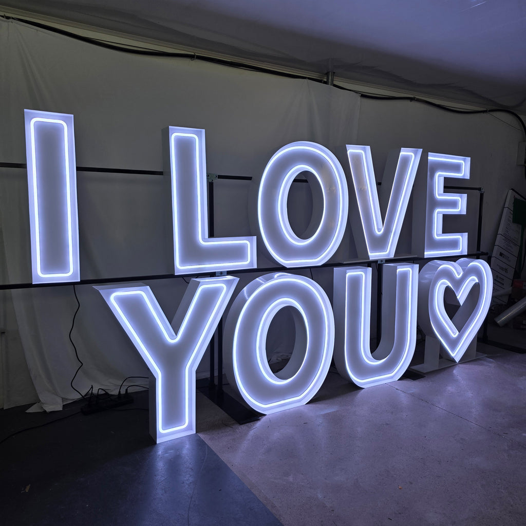 LOVE YOU Marquee Letters | LED Neon Event Letters for Weddings & Proposals
