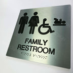 Custom Metal Braille Restroom Sign | ADA Accessible Family Bathroom Sign