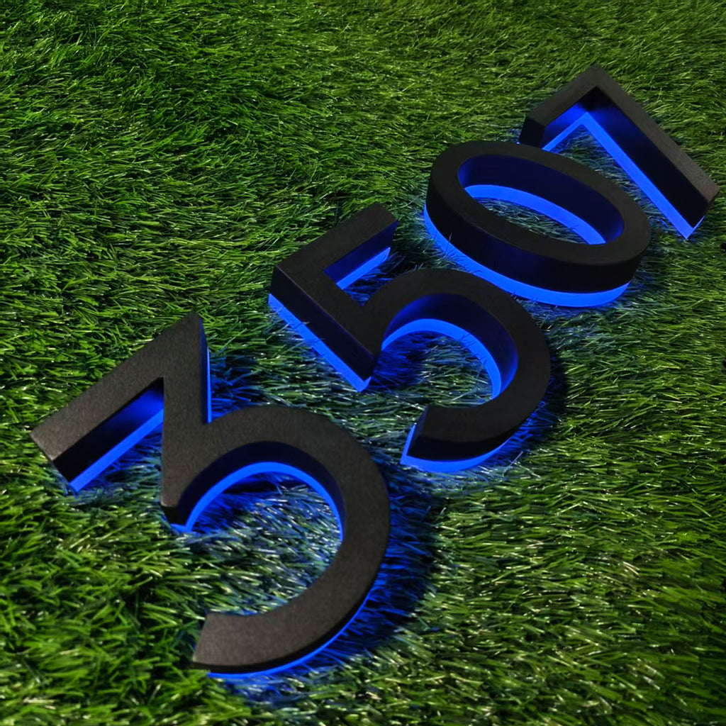 Custom RGB Backlit Number Channel Letters Stainless Steel LED Halo Lit House Address Number Sign
