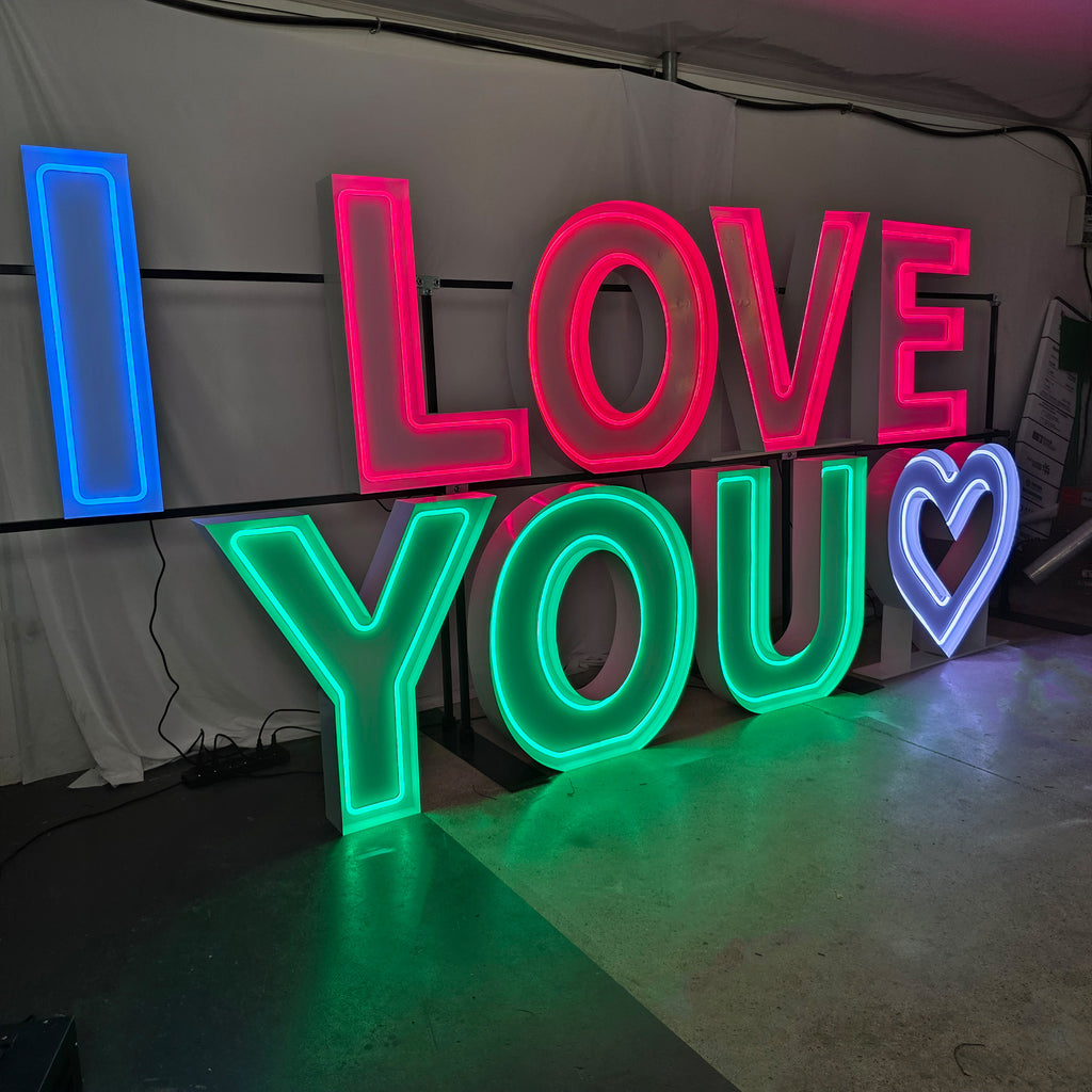 LOVE YOU Marquee Letters | LED Neon Event Letters for Weddings & Proposals