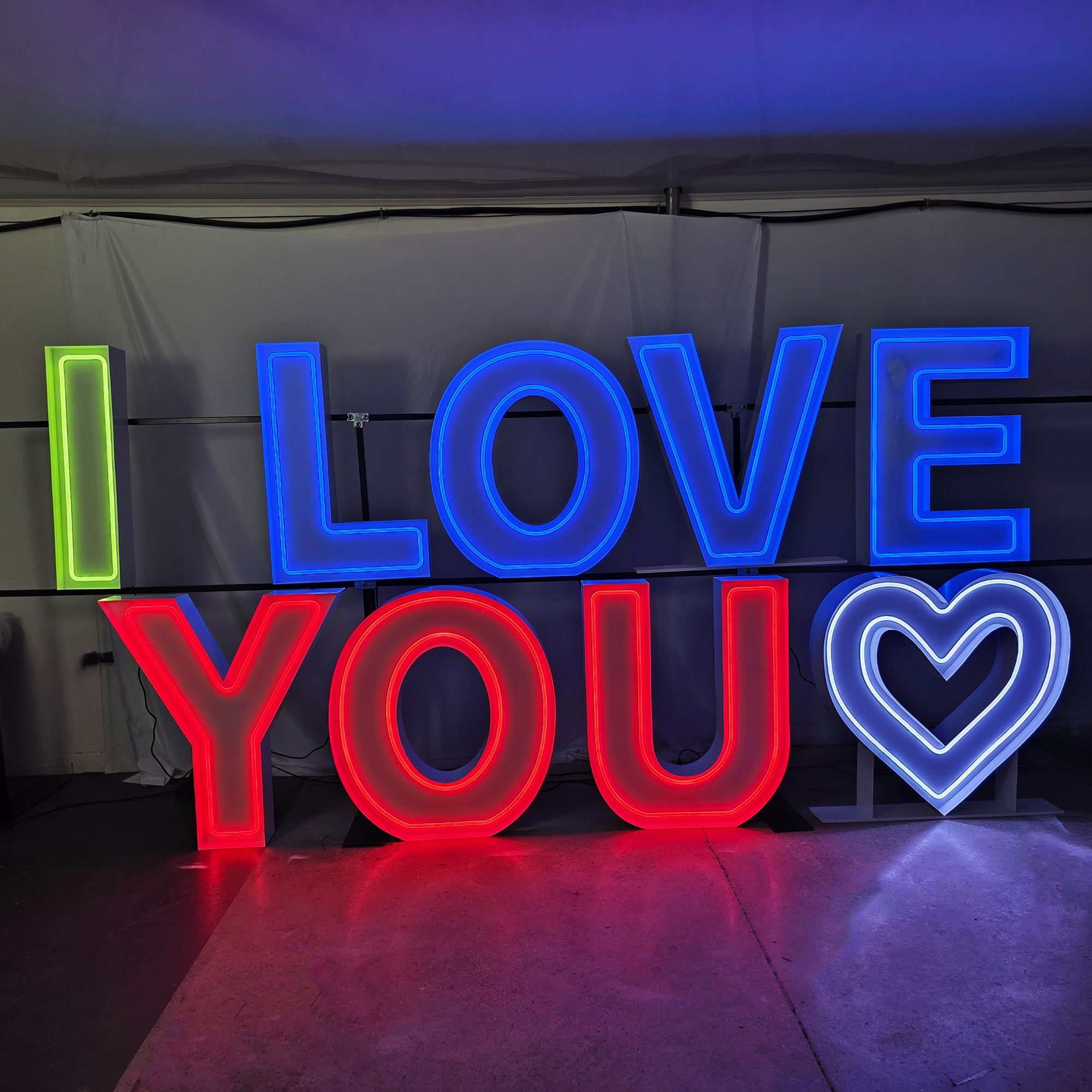 LOVE YOU Marquee Letters | LED Neon Event Letters for Weddings & Proposals