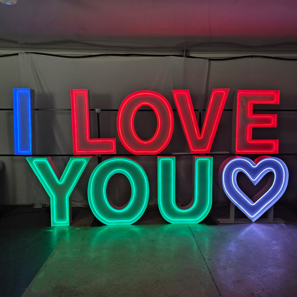 LOVE YOU Marquee Letters | LED Neon Event Letters for Weddings & Proposals