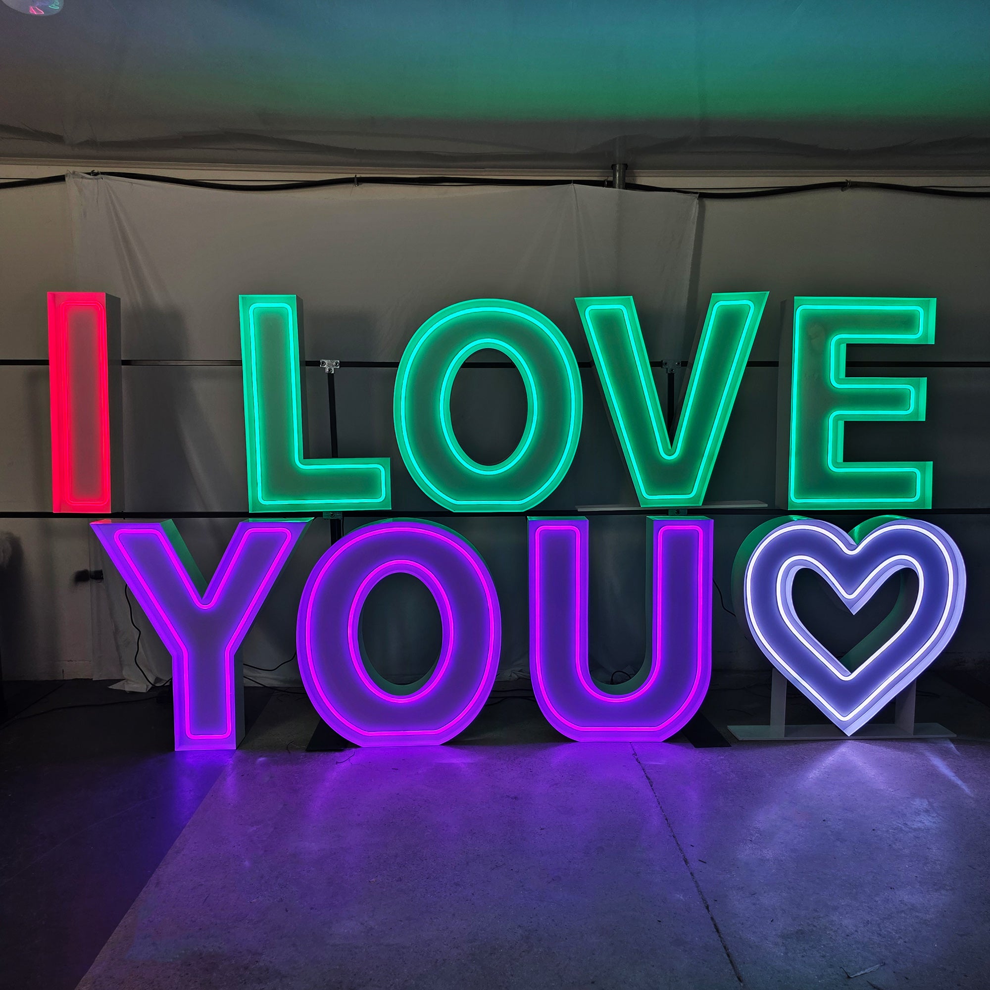 LOVE YOU Marquee Letters | LED Neon Event Letters for Weddings & Proposals