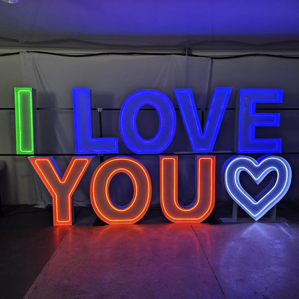 LOVE YOU Marquee Letters | LED Neon Event Letters for Weddings & Proposals