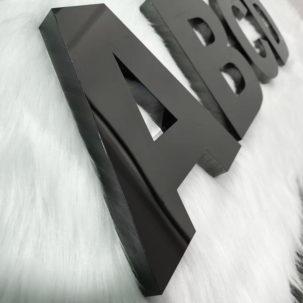 Custom 3D Metal Letters Signs | Black Mirror Stainless Steel |3D Business Logo Sign for Office & Lobby