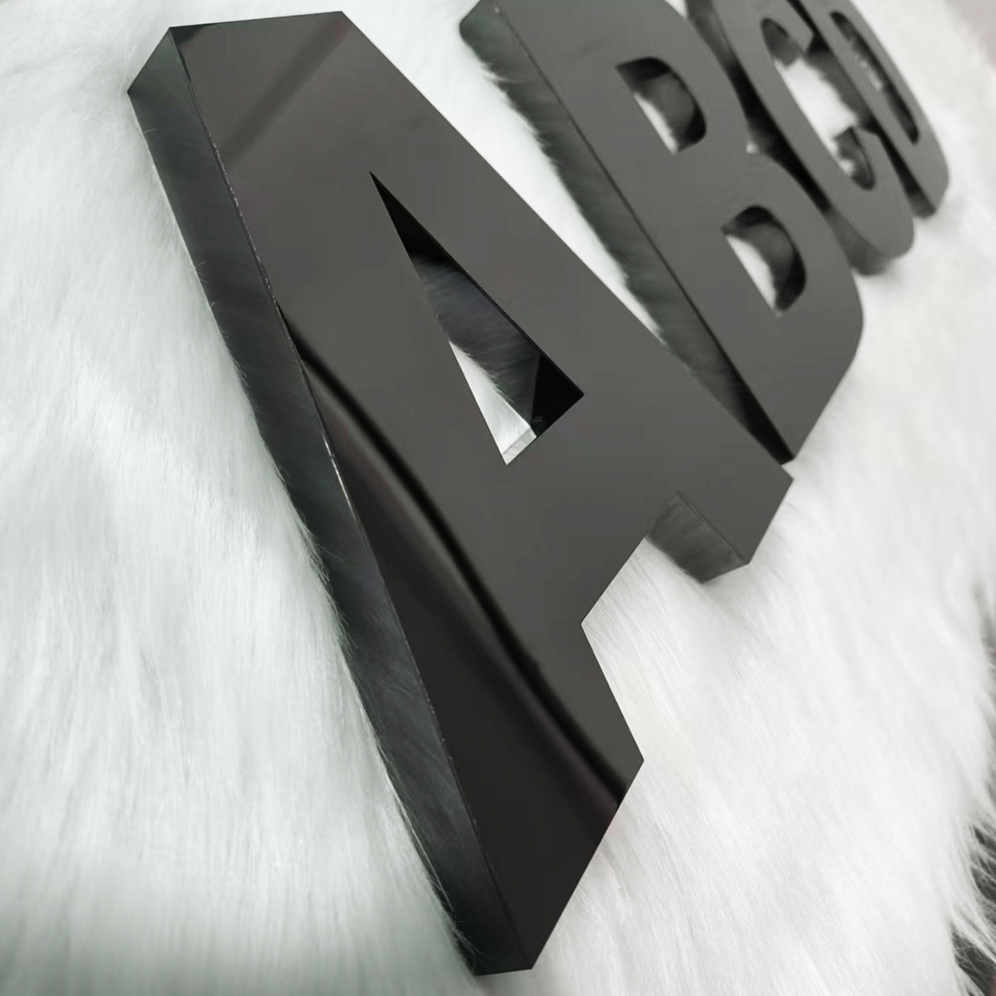 Custom 3D Metal Letters Signs | Black Mirror Stainless Steel |3D Business Logo Sign for Office & Lobby