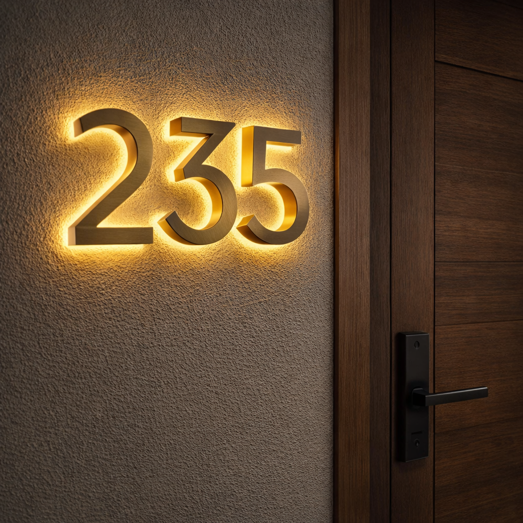 Custom Back-lit channel  Letters  LED House Numbers Illuminated Business Signs