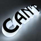 Custom Full Side-Lit Acrylic Letters, Metal Face LED Sign Letters for Storefront & Office Branding