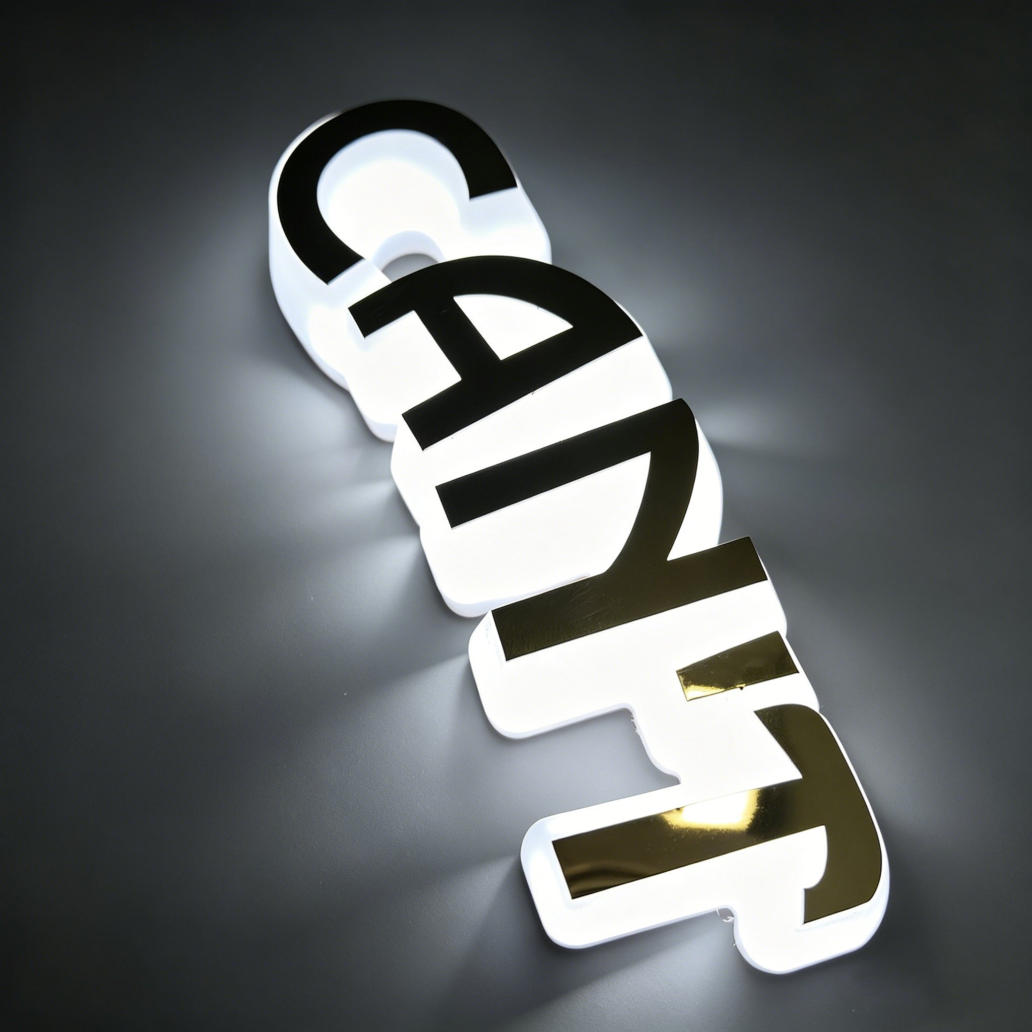 Custom Full Side-Lit Acrylic Letters, Metal Face LED Sign Letters for Storefront & Office Branding