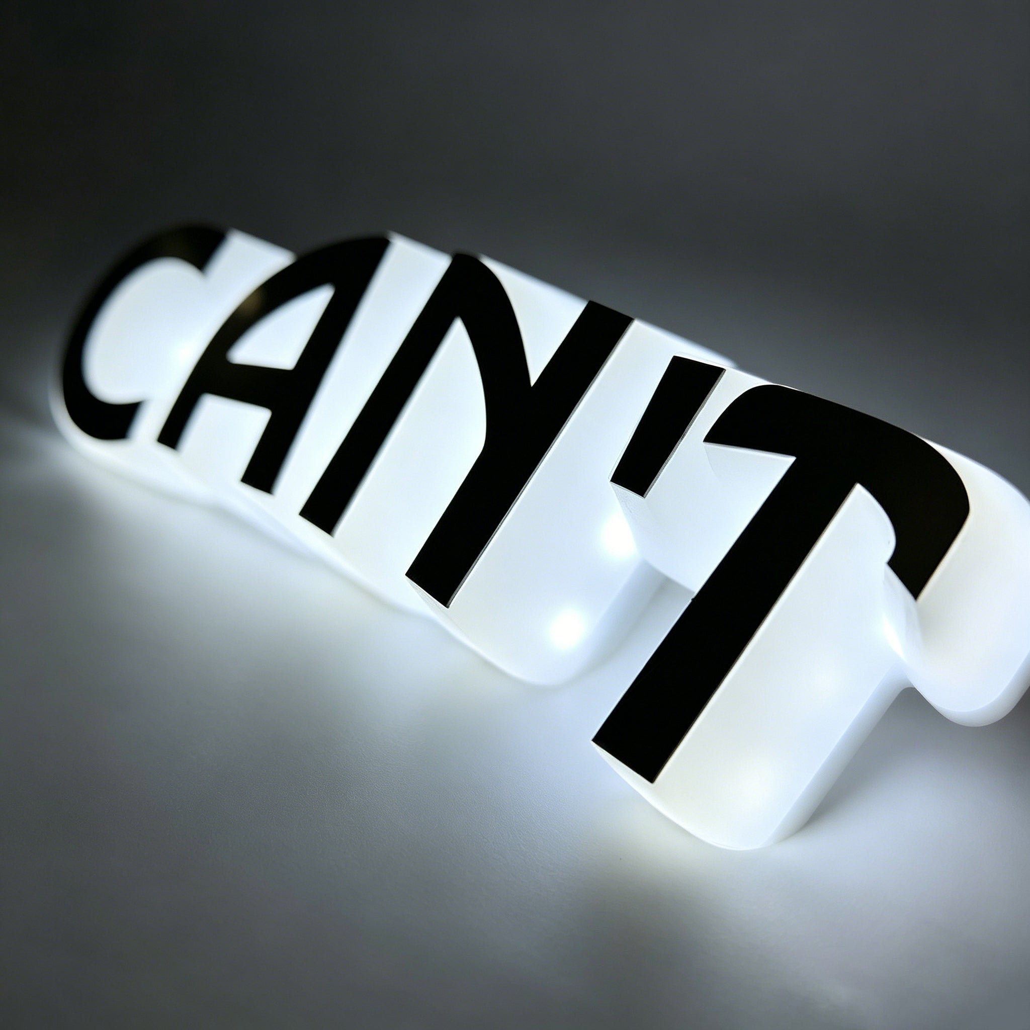 Custom Full Side-Lit Acrylic Letters, Metal Face LED Sign Letters for Storefront & Office Branding