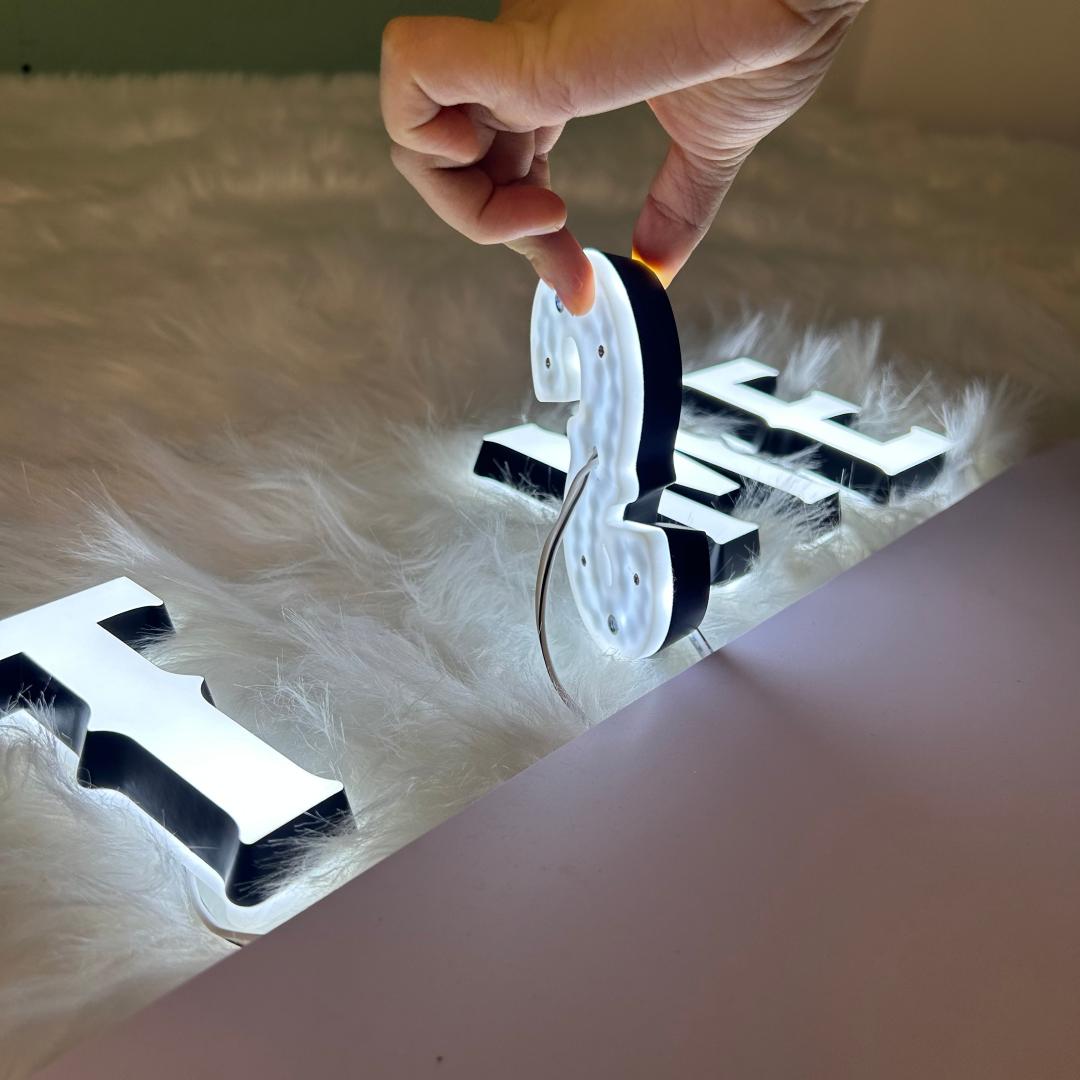 Custom Dual-Lit Acrylic Letters | Front & Back LED Illuminated Signs