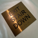 Custom Solid Brass Sign with Braille|Metal Braille EXIT Sign