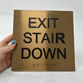 Custom Solid Brass Sign with Braille|Metal Braille EXIT Sign