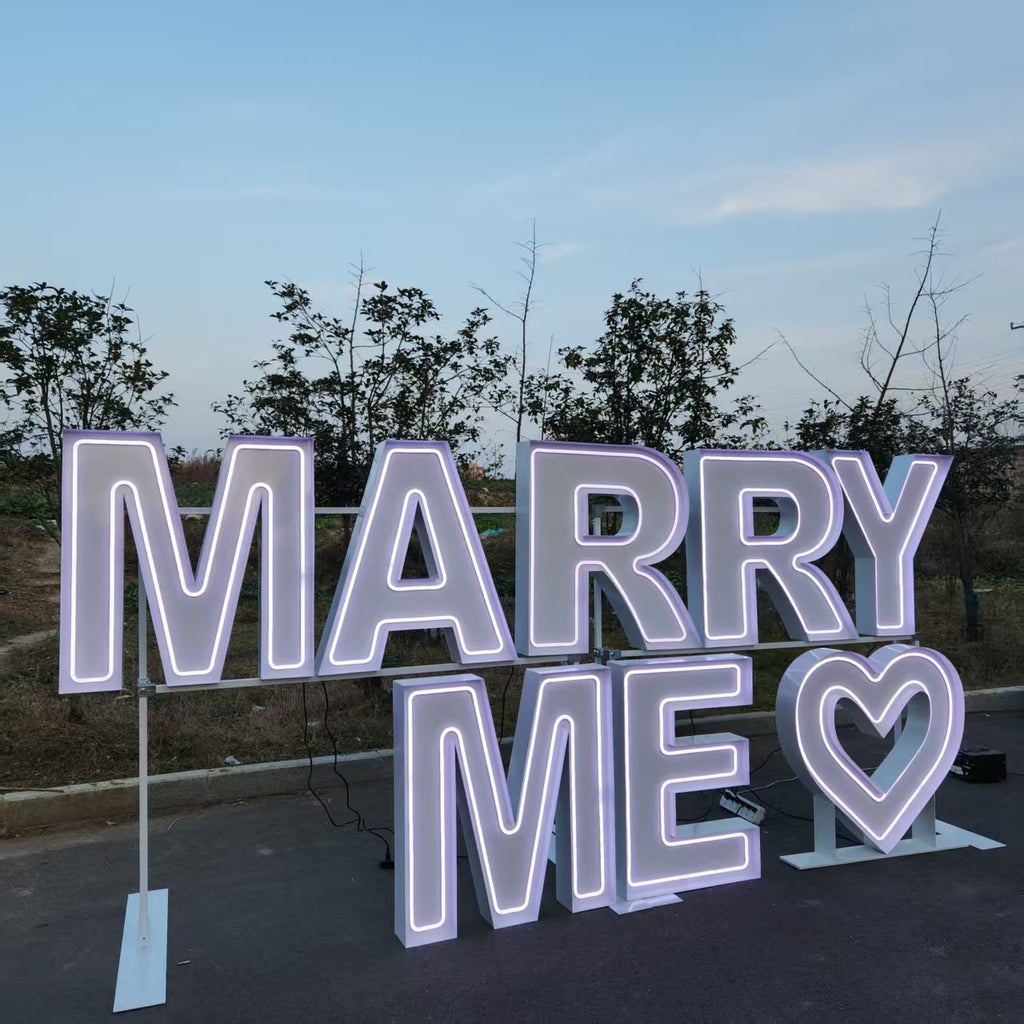 MARRY ME RGB Neon Marquee Letters | Proposal & Wedding Event Decor