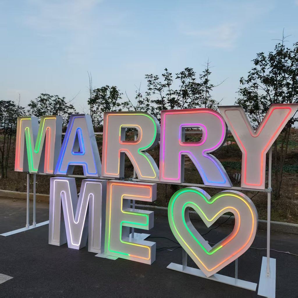 MARRY ME RGB Neon Marquee Letters | Proposal & Wedding Event Decor