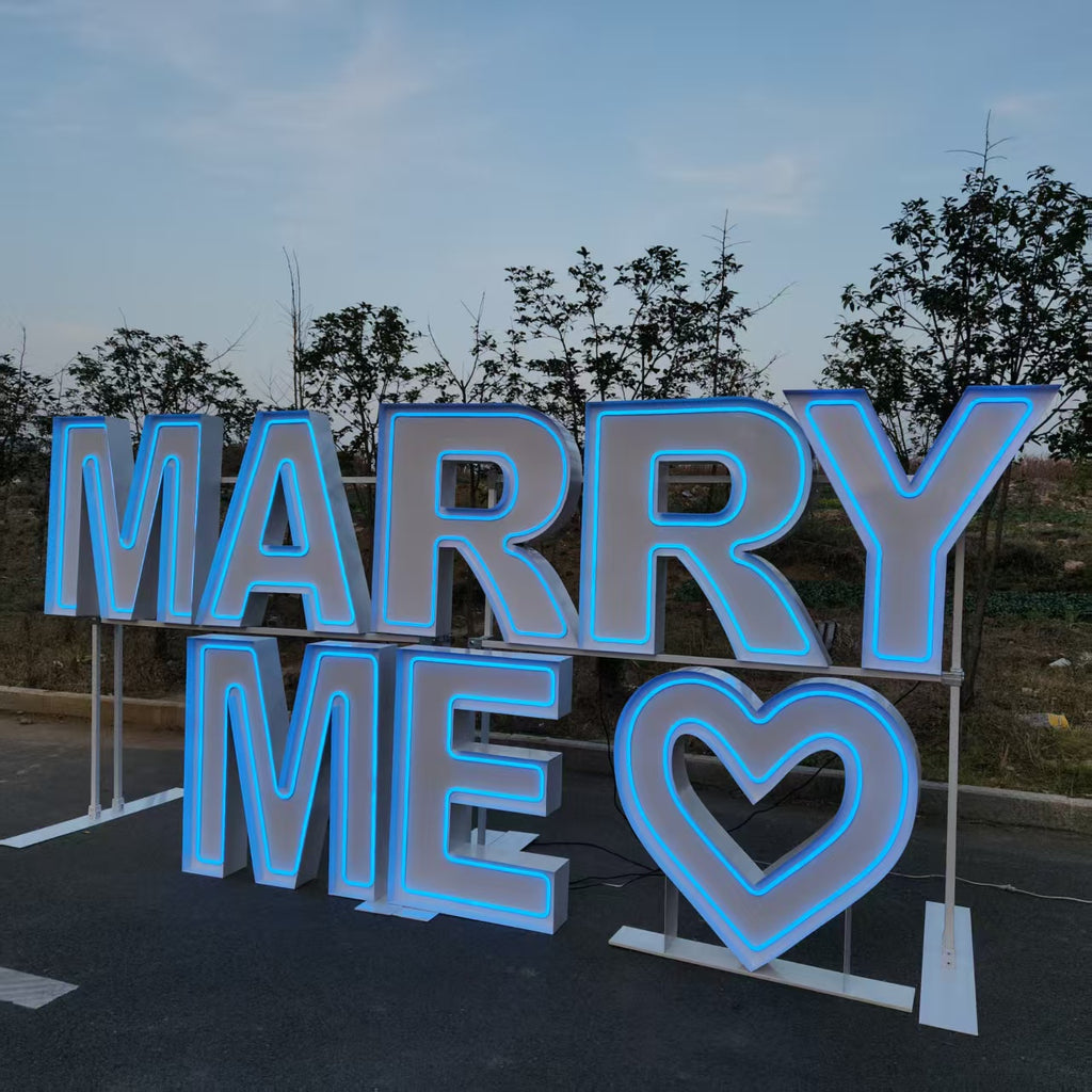 MARRY ME RGB Neon Marquee Letters | Proposal & Wedding Event Decor